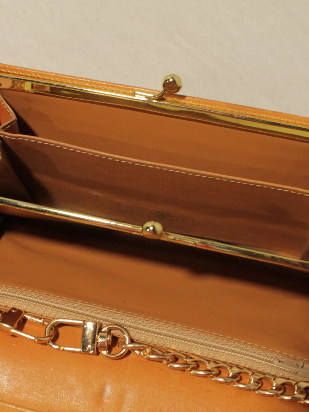 Celine Beige Tan Monogram Chain Clutch